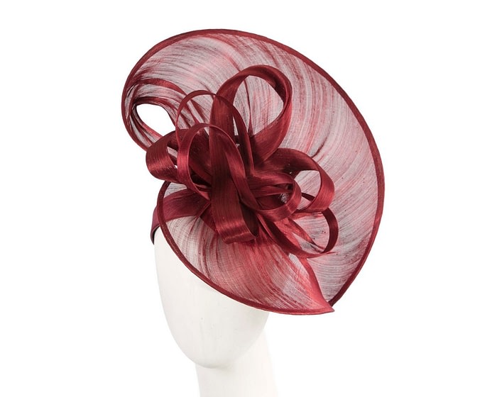 Fascinators Online - Large burgundy wine heart fascinator by Fillies Collection