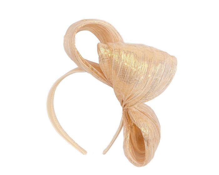 Fascinators Online - Gold bow racing fascinator by Fillies Collection