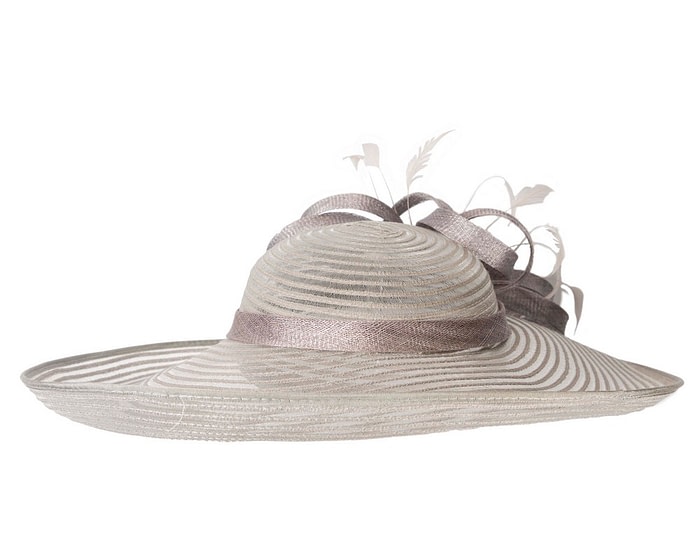 Fascinators Online - Wide brim silver fashion hat