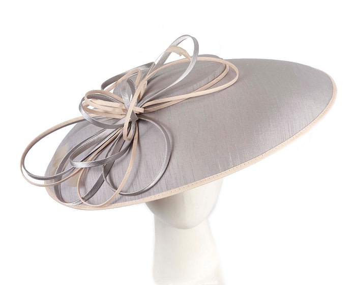 Fascinators Online - Wide brim silver fashion fascinator hat