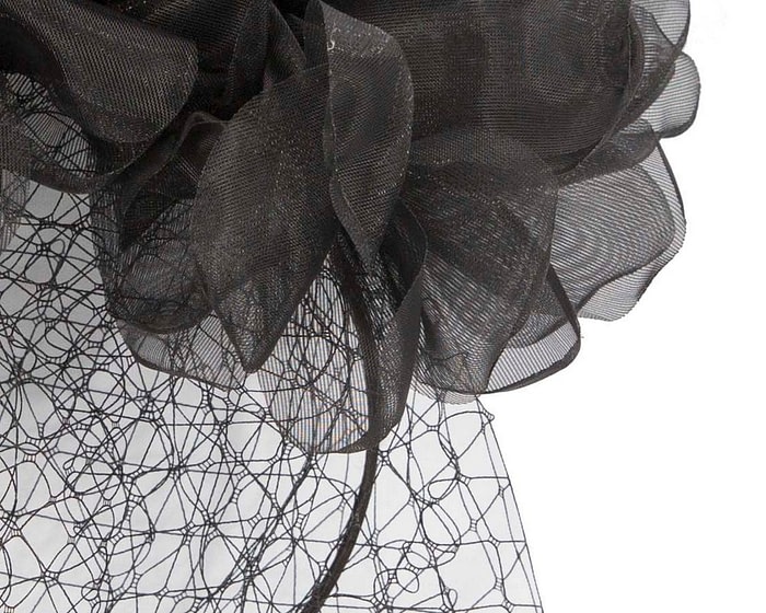 Fascinators Online - Black flower fascinator face veil