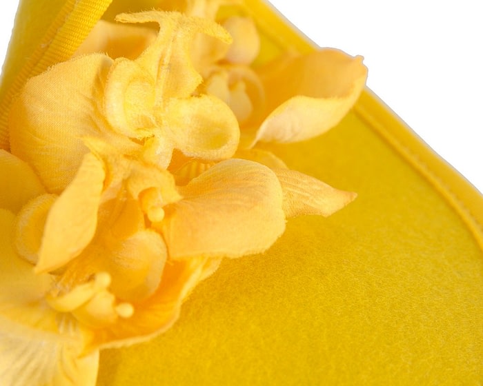 Fascinators Online - Bespoke yellow felt winter fascinator by Fillies Collection