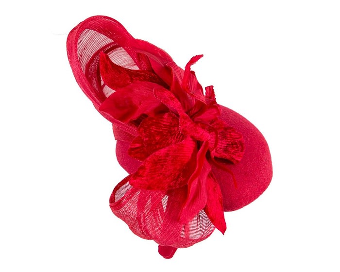 Fascinators Online - Red winter pillbox fascinator by Fillies Collection