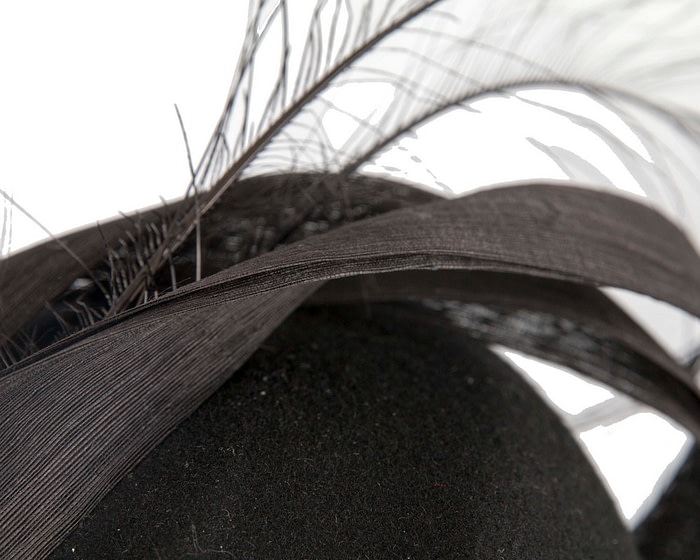 Fascinators Online - Designers black felt hat by Fillies Collection