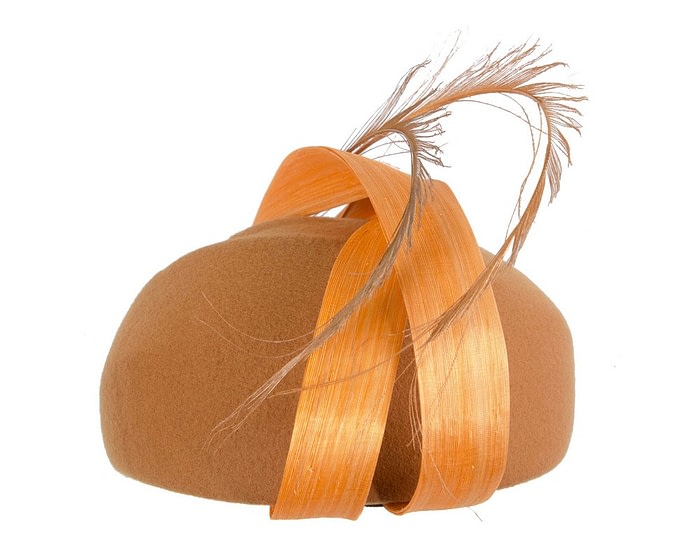 Fascinators Online - Designers rust orange felt hat by Fillies Collection