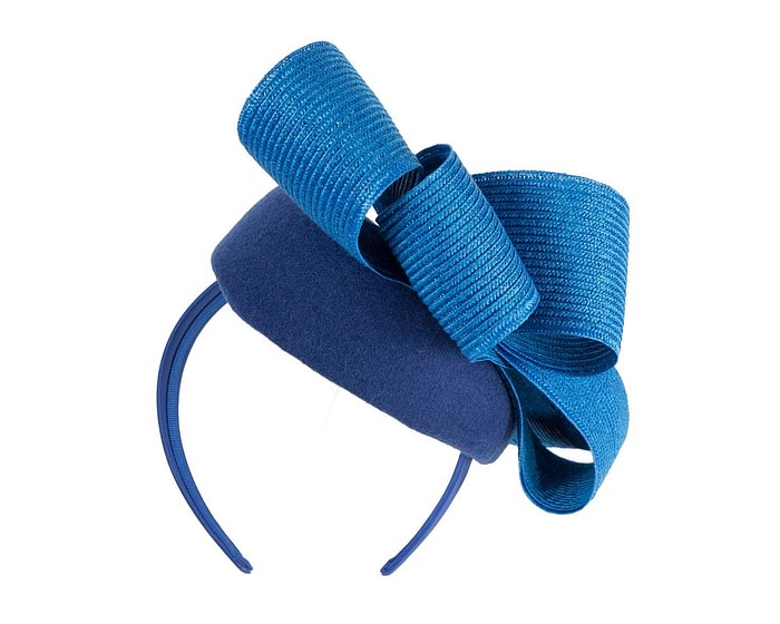 Fascinators Online - Royal blue winter racing pillbox fascinator by Fillies Collection