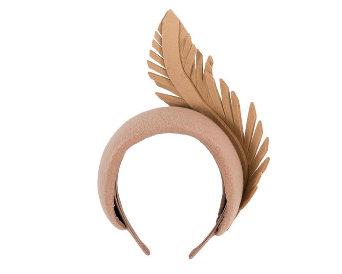 Fascinators Online - Beige winter fascinator headband