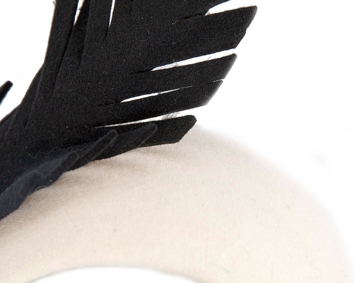 Fascinators Online - Cream & black winter fascinator headband