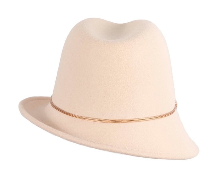 Fascinators Online - Beige ladies felt fedora hat by Max Alexander
