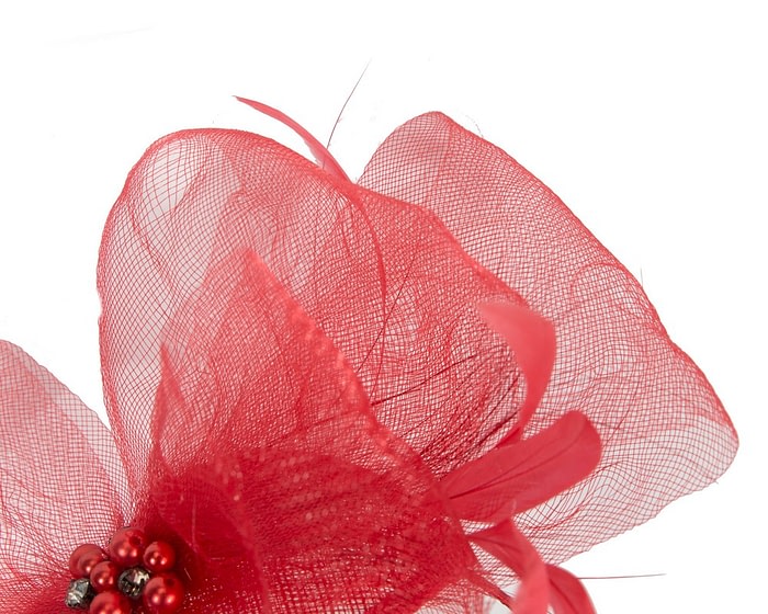 Fascinators Online - Red bow racing fascinator headband