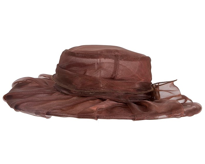 Fascinators Online - Chocolate brown organza hat