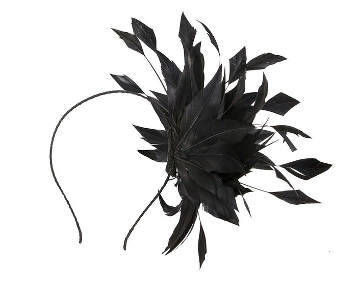 Fascinators Online - Black feather flower headband by Max Alexander