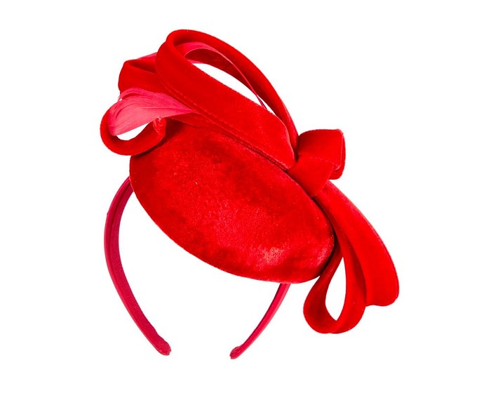 Fascinators Online - Red velvet pillbox bow fascinator