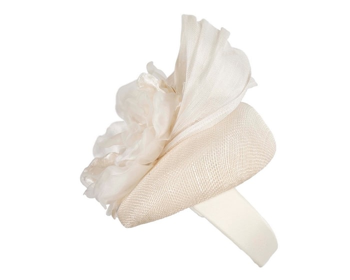 Fascinators Online - Cream pillbox fascinator with large flower by Fillies Collection
