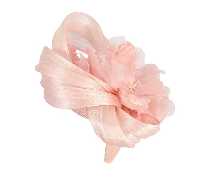 Fascinators Online - Pink pillbox fascinator with large flower by Fillies Collection