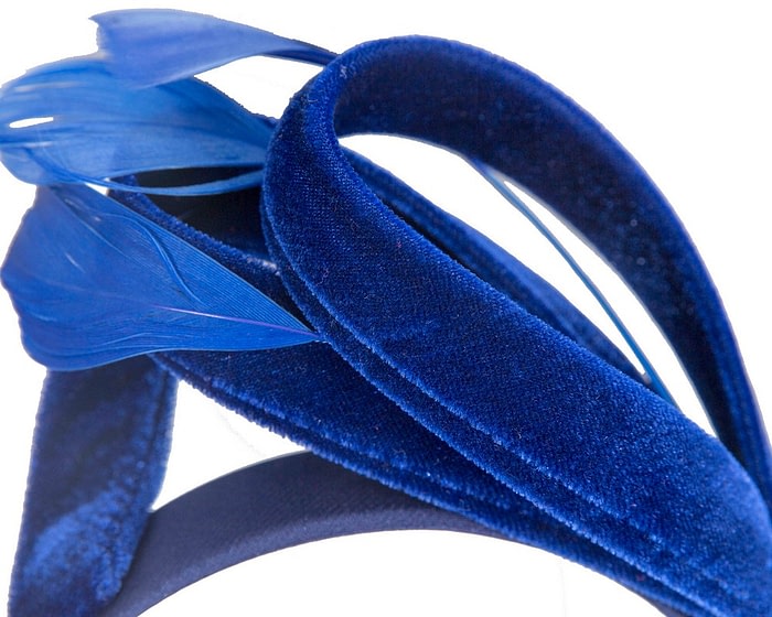 Fascinators Online - Royal blue velvet bow racing fascinator by Max Alexander