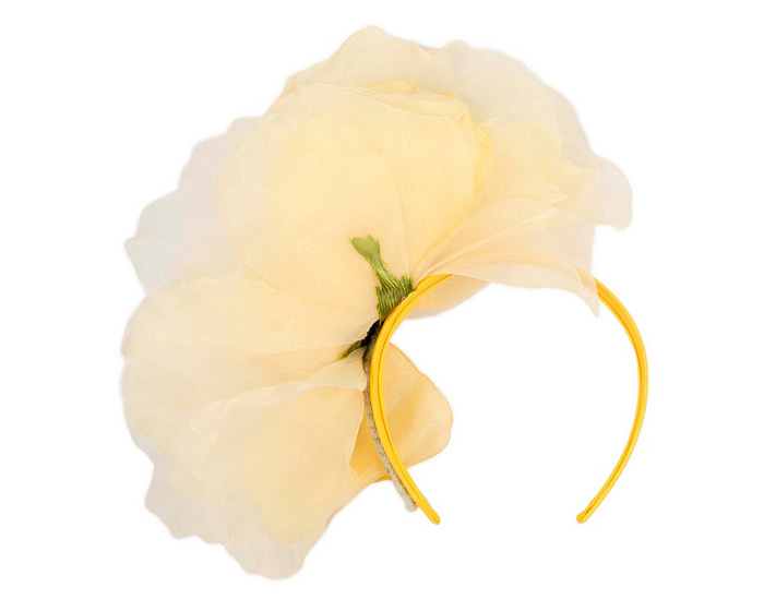 Fascinators Online - Large yellow silk flower headband by Fillies Collection