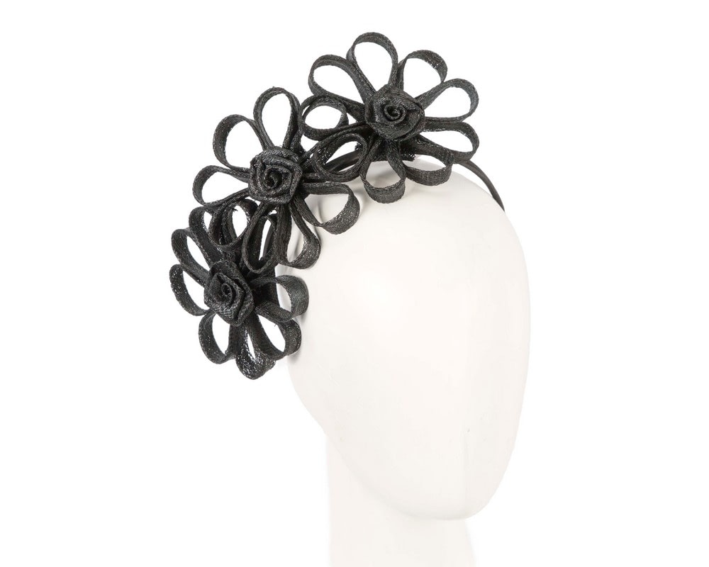 Black flowers fascinator headband by Max Alexander Fascinators Online