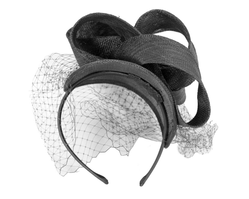 Black fascinator with face veil by Max Alexander Fascinators Online