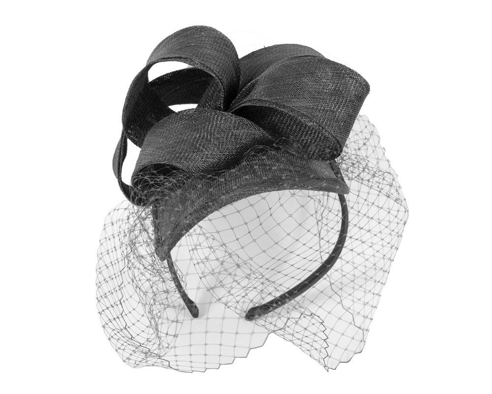 Black fascinator with face veil by Max Alexander Fascinators Online