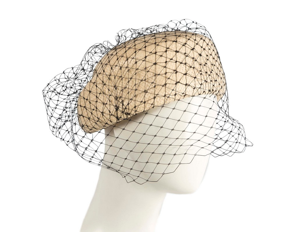 Exclusive nude pillbox hat with veil by Cupids Millinery - Hats From OZ | CU783 Exclusive nude pillbox hat with veil by Cupids Millinery - Hats From OZ