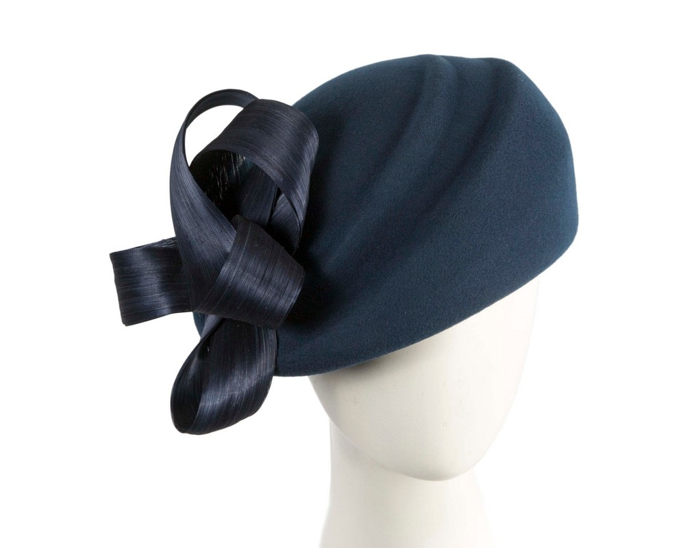 Navy winter fashion beret hat with loops by Fillies Collection - Hats From OZ