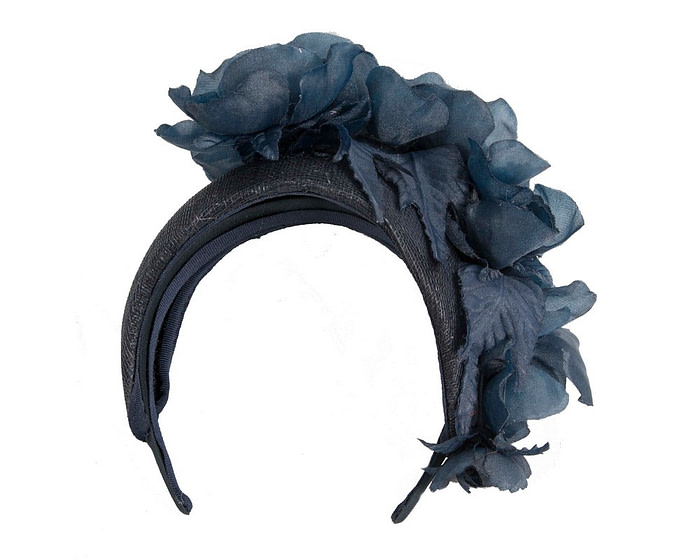 Navy designers flower headband by Fillies Collection - Image 4