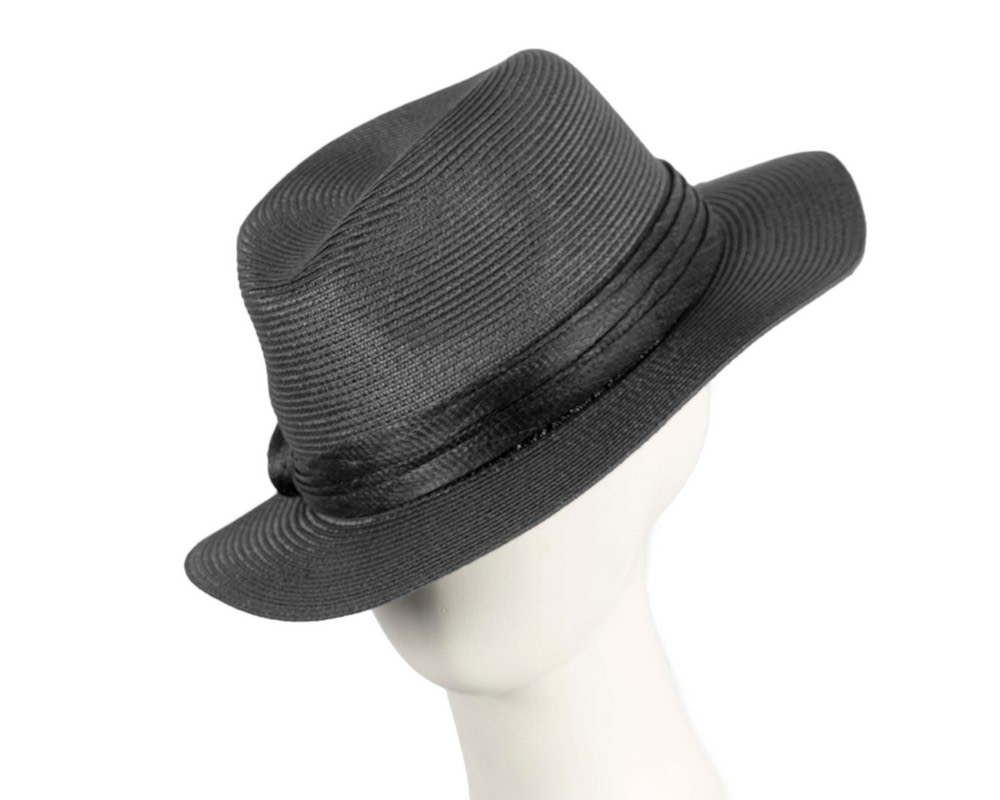 Soft black unisex braid fedora hat - Hats From OZ