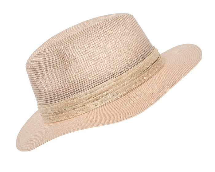 Soft beige unisex braid fedora hat - Image 2