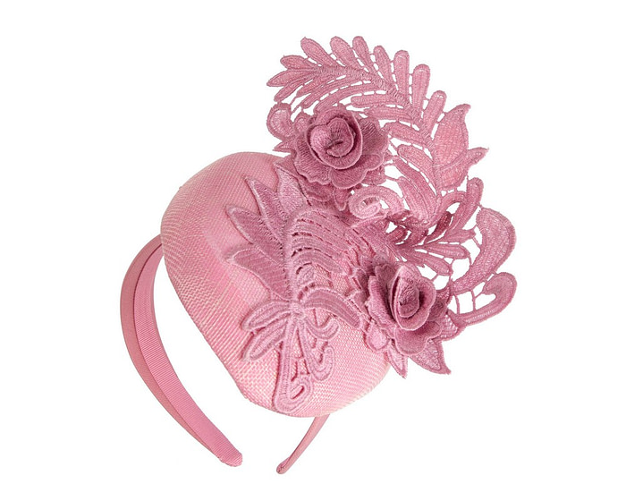 Elegant Dusty Pink Pillbox Fascinator with Lace - Image 2
