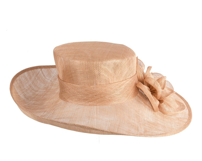 Taupe wide brim ladies summer hat - Image 6