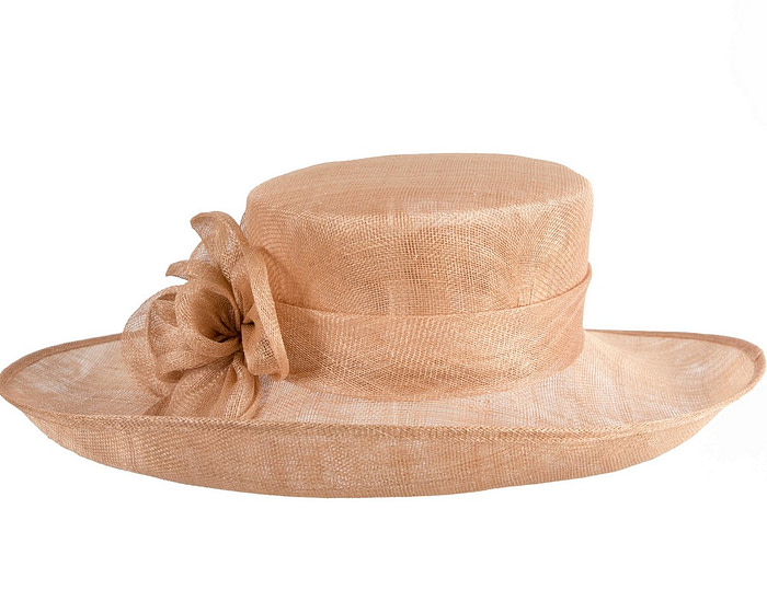 Taupe wide brim ladies summer hat - Image 4