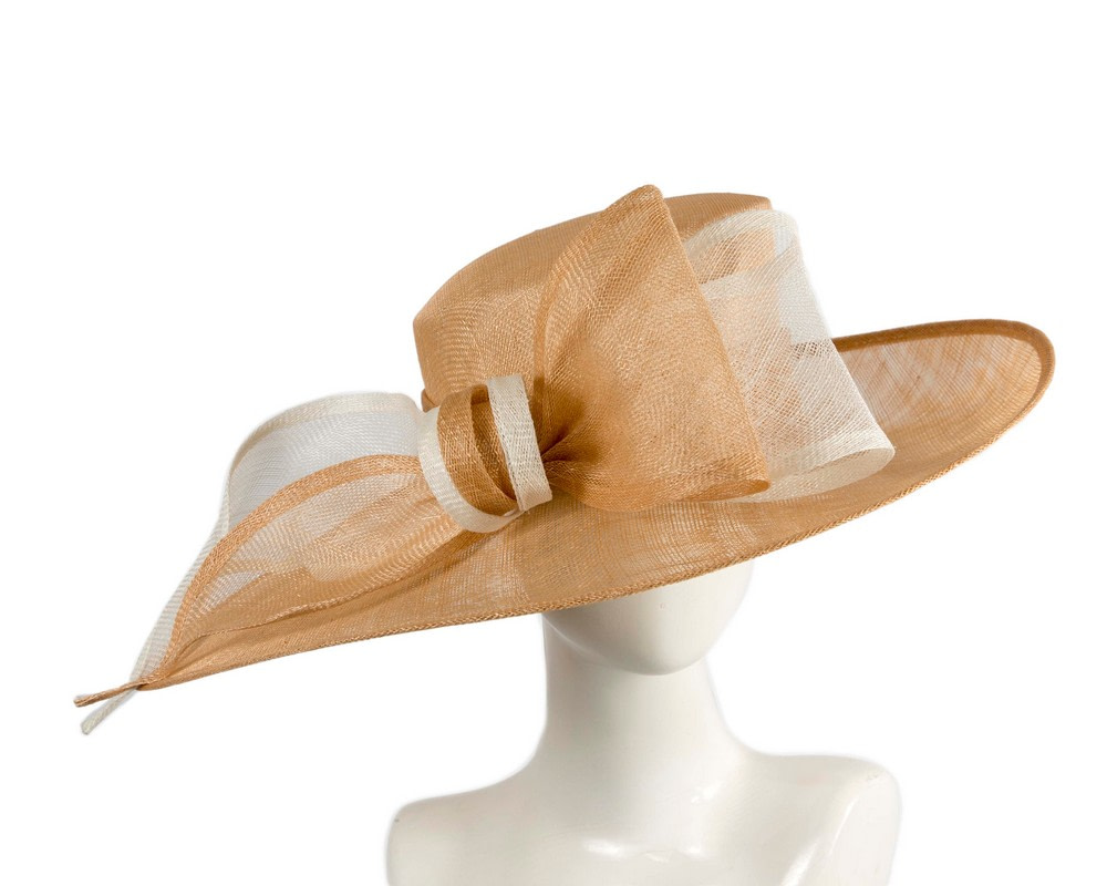 Nude & Cream sinamay hat with large bow by Max Alexander - Hats From OZ