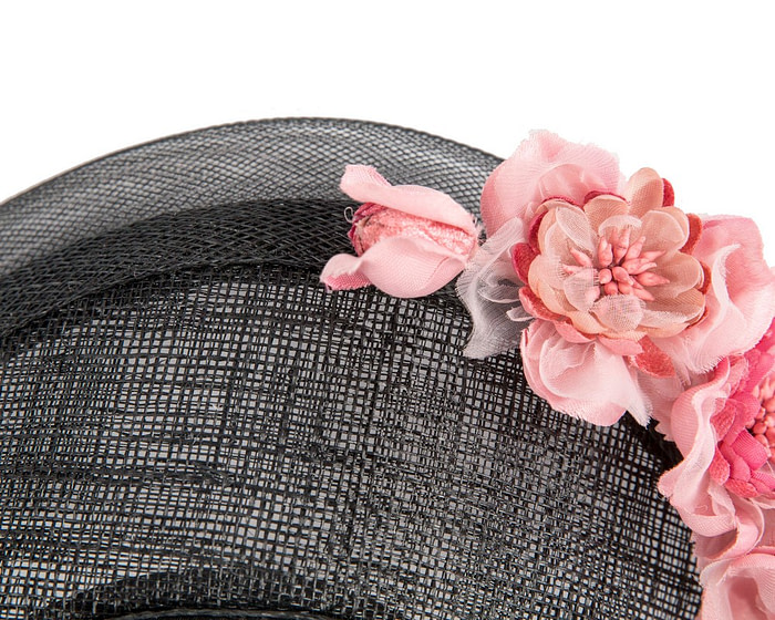 Black & pink crown fascinator by Fillies Collection - Image 3