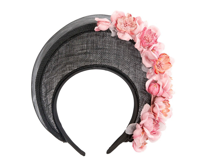 Black & pink crown fascinator by Fillies Collection - Image 2