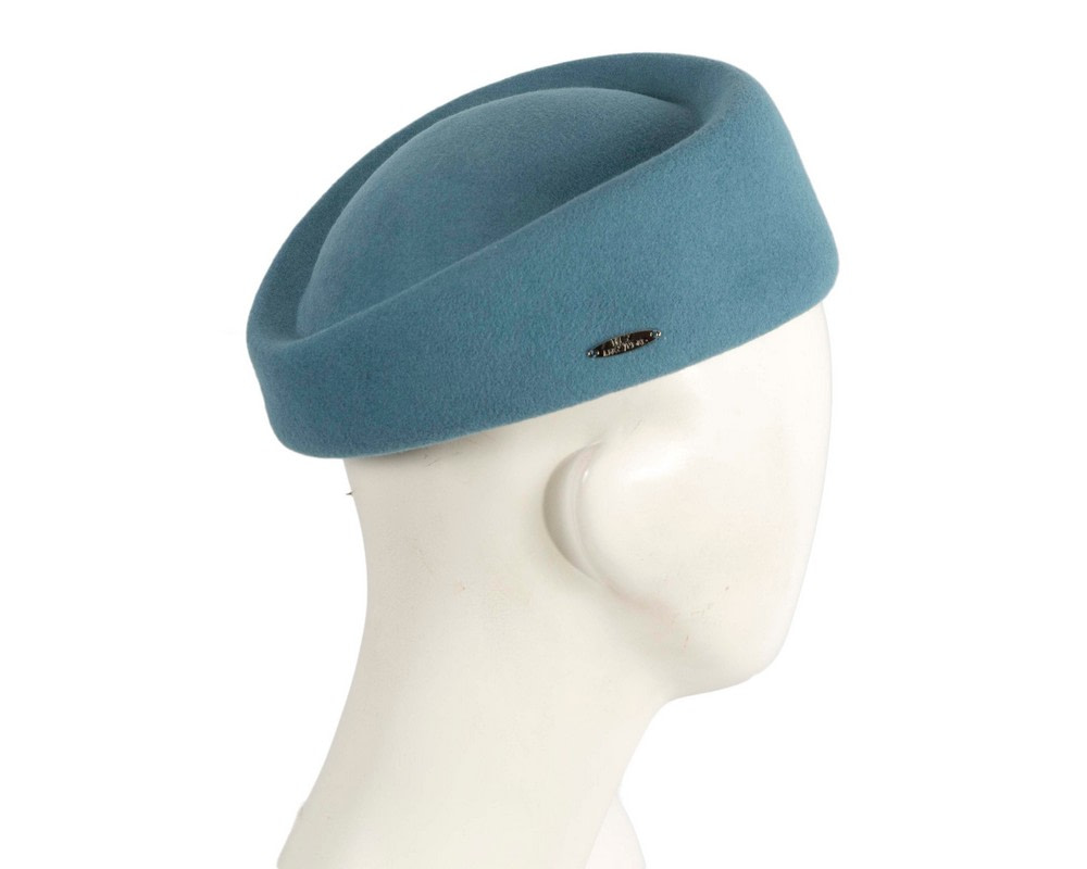 Classic Stewardess Blue Grey Felt Pillbox Hat by Max Alexander - Hats From OZ Classic Stewardess Blue Grey Felt Pillbox Hat by Max Alexander - Image 2