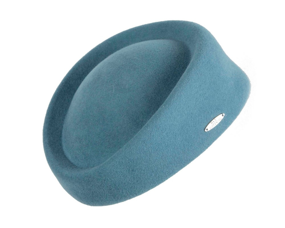 Classic Stewardess Blue Grey Felt Pillbox Hat by Max Alexander - Hats From OZ Classic Stewardess Blue Grey Felt Pillbox Hat by Max Alexander - Image 3