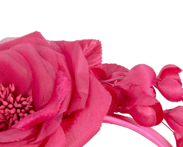 Large fuchsia flower fascinator headband by Max Alexander - Image 3