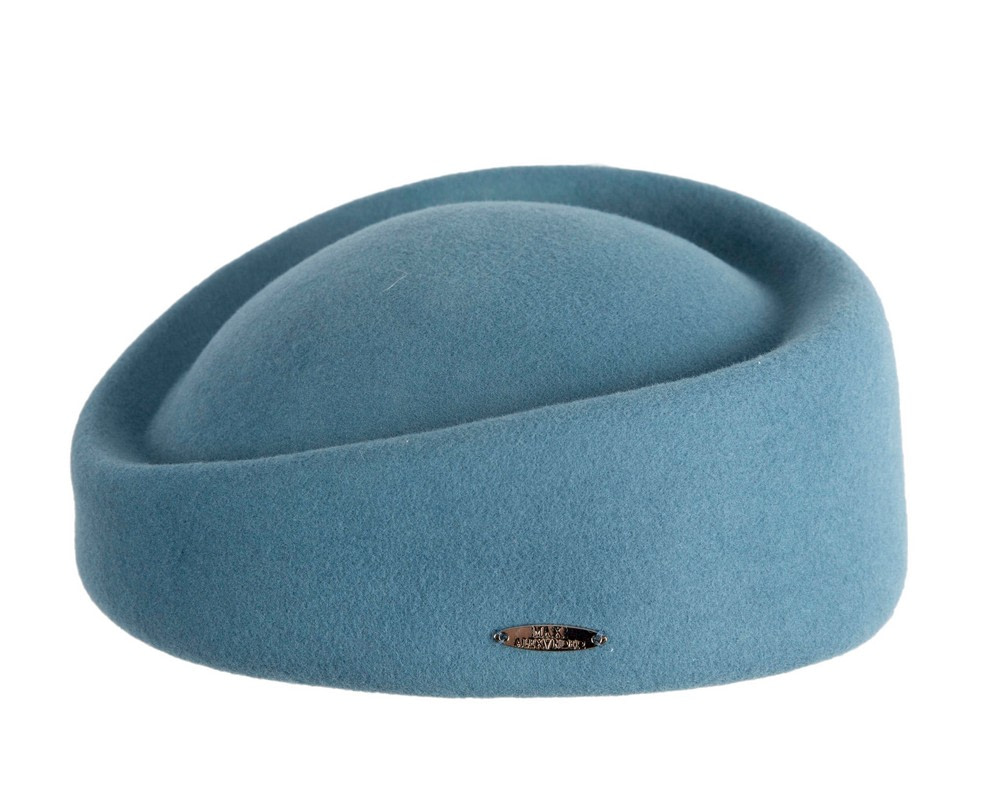 Classic Stewardess Blue Grey Felt Pillbox Hat by Max Alexander - Hats From OZ Classic Stewardess Blue Grey Felt Pillbox Hat by Max Alexander - Image 5