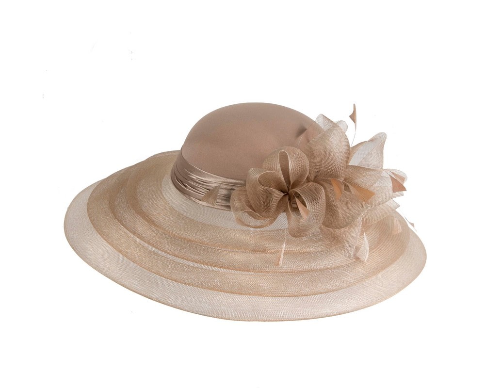 Fascinators Online - Buff custom made Mother of the Bride hat