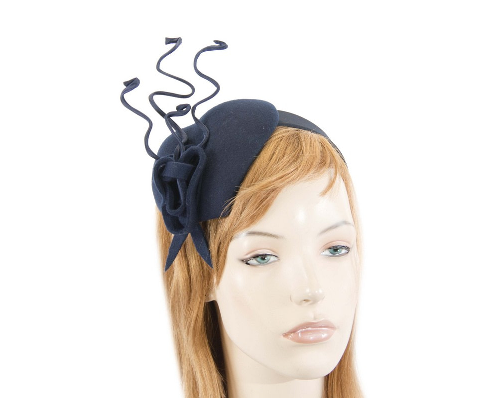 Navy heart winter fascinator - Hats From OZ