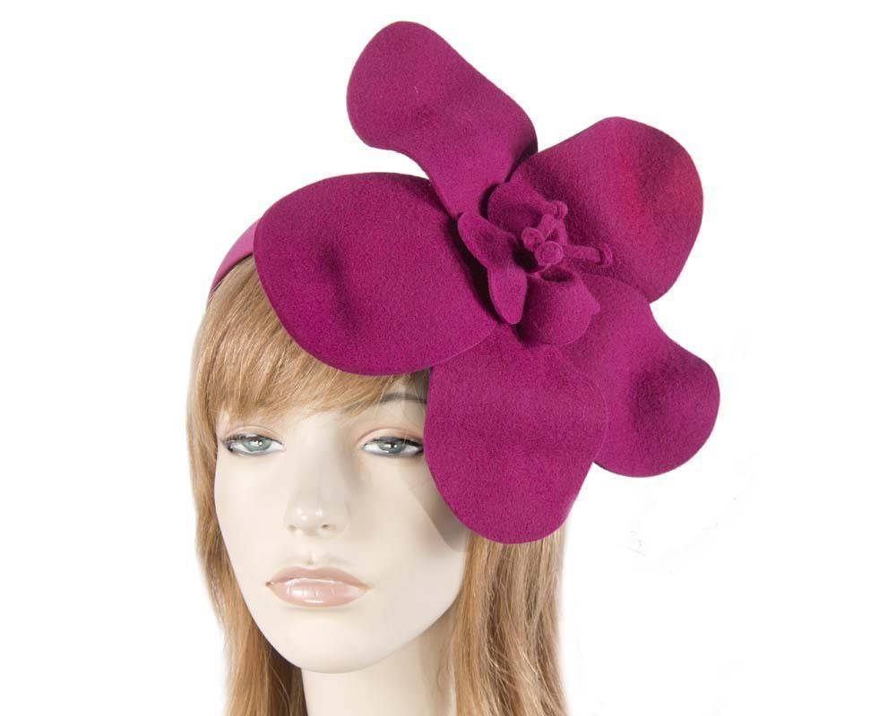 Unusual fuchsia felt Max Alexander winter racing fascinator - Hats From OZ