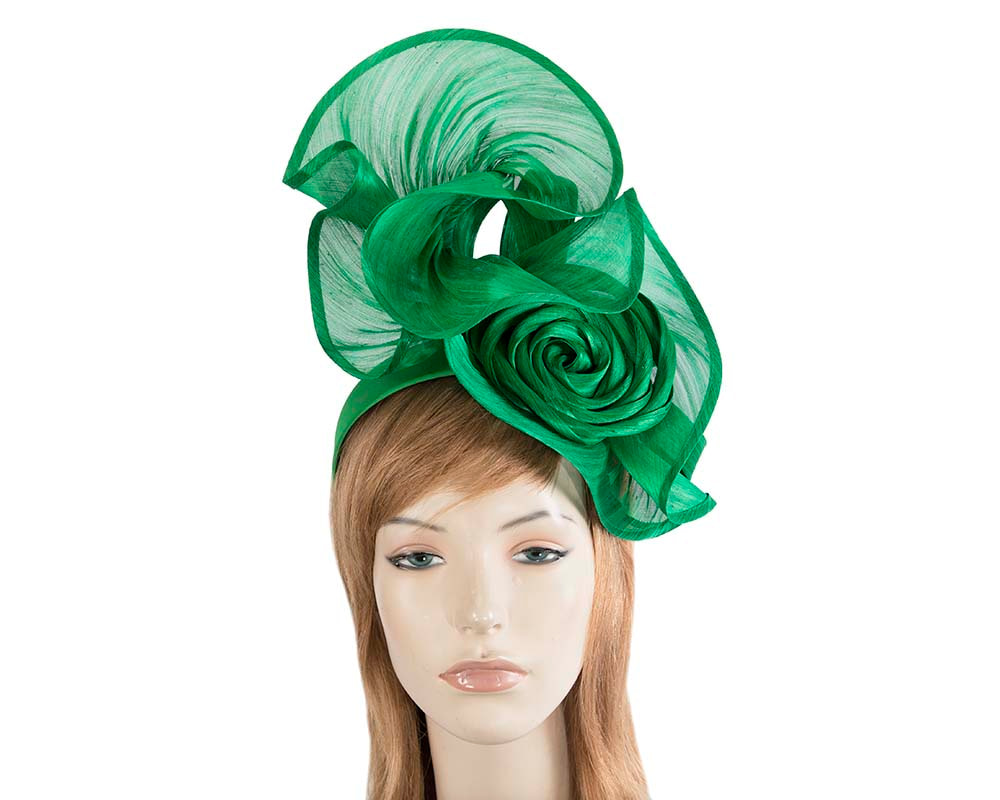 Tall green bespoke racing fascinator - Hats From OZ