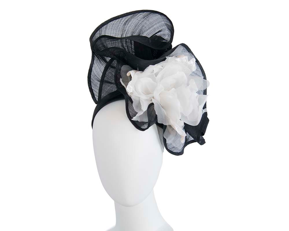 Bespoke large black & white fascinator - Hats From OZ