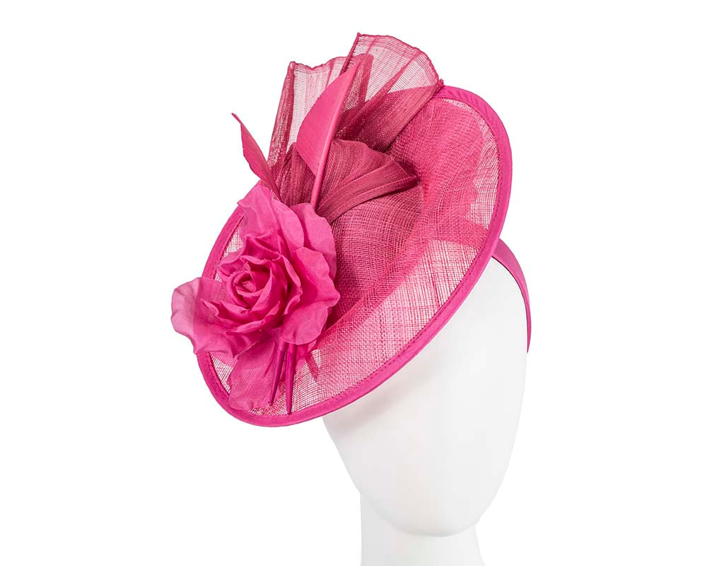 Large fuchsia racing fascinator - Hats From OZ