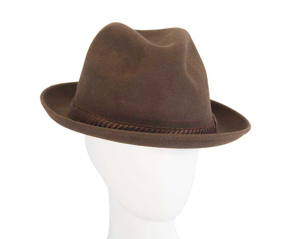 Brown unisex rabbit fur fedora hat T111 - Hats From OZ