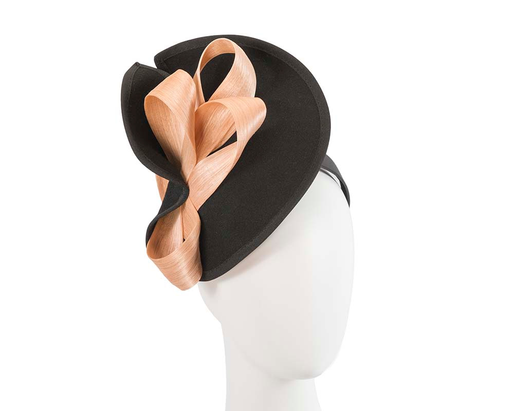 Twisted black & nude felt fascinator by Fillies Collection - Hats From OZ