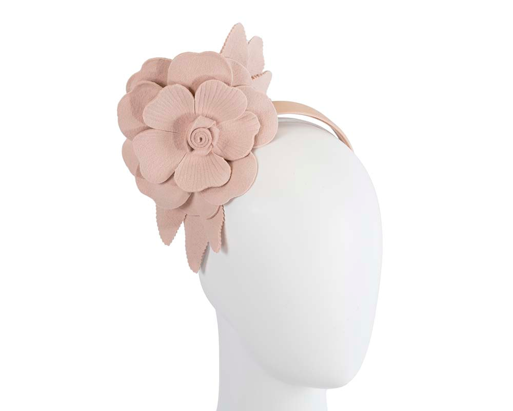 Beige felt flower fascinator by Max Alexander - Hats From OZ