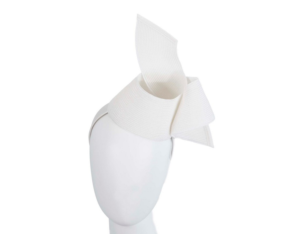 Modern white fascinator by Max Alexander - Hats From OZ