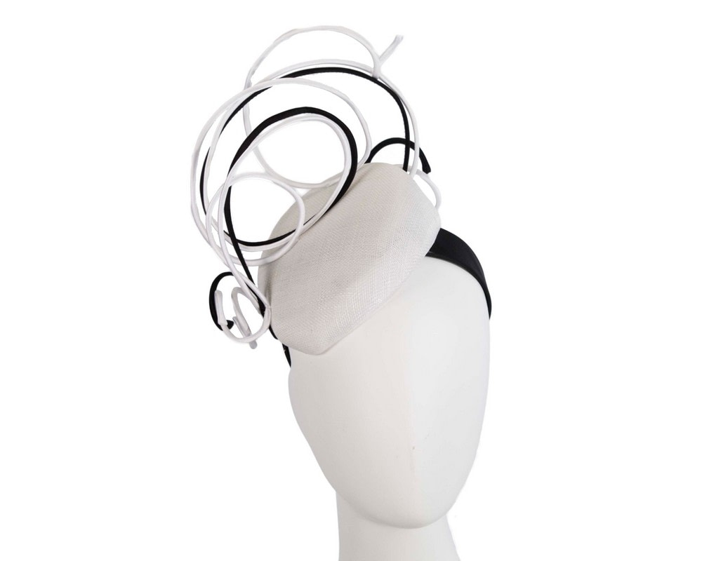 Designers white & black pillbox fascinator by Fillies Collection - Hats From OZ